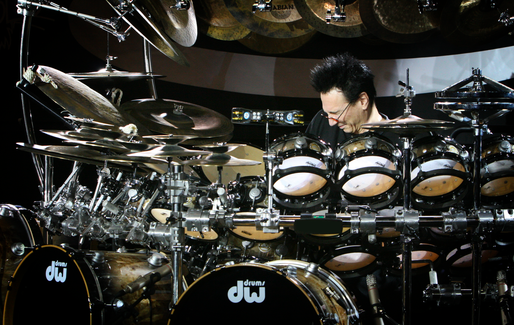 Terry Bozzio playing DW Drums
