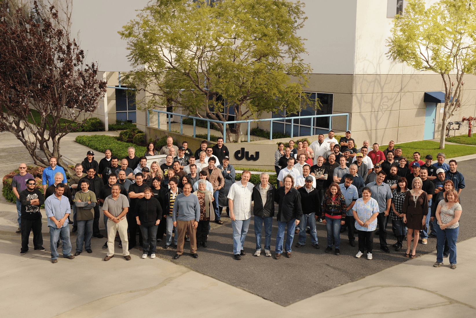 DW employees standing in front of the DW warehouse in Oxnard CA