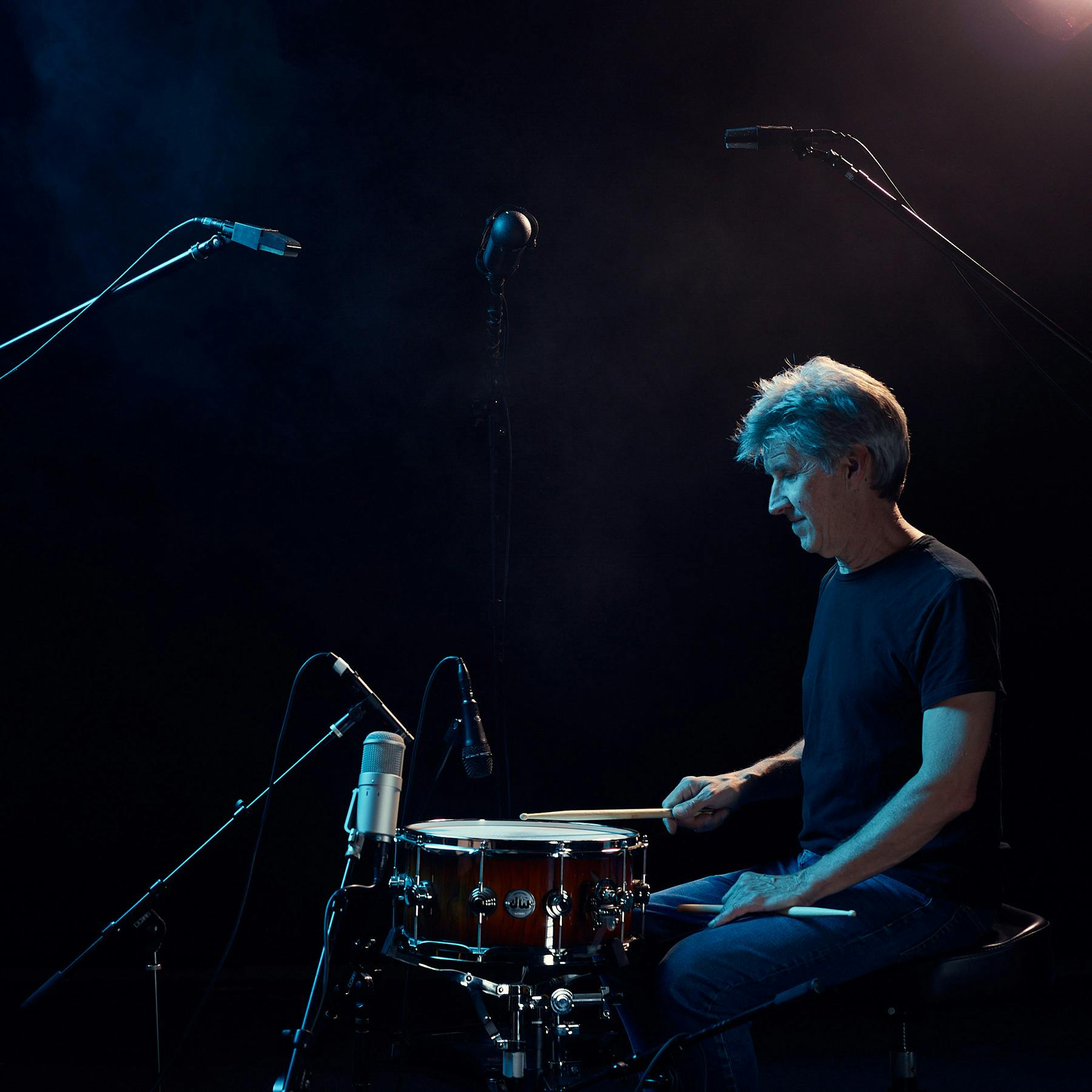 Drummer Chad Wackerman recording drum samples for DW Soundworks