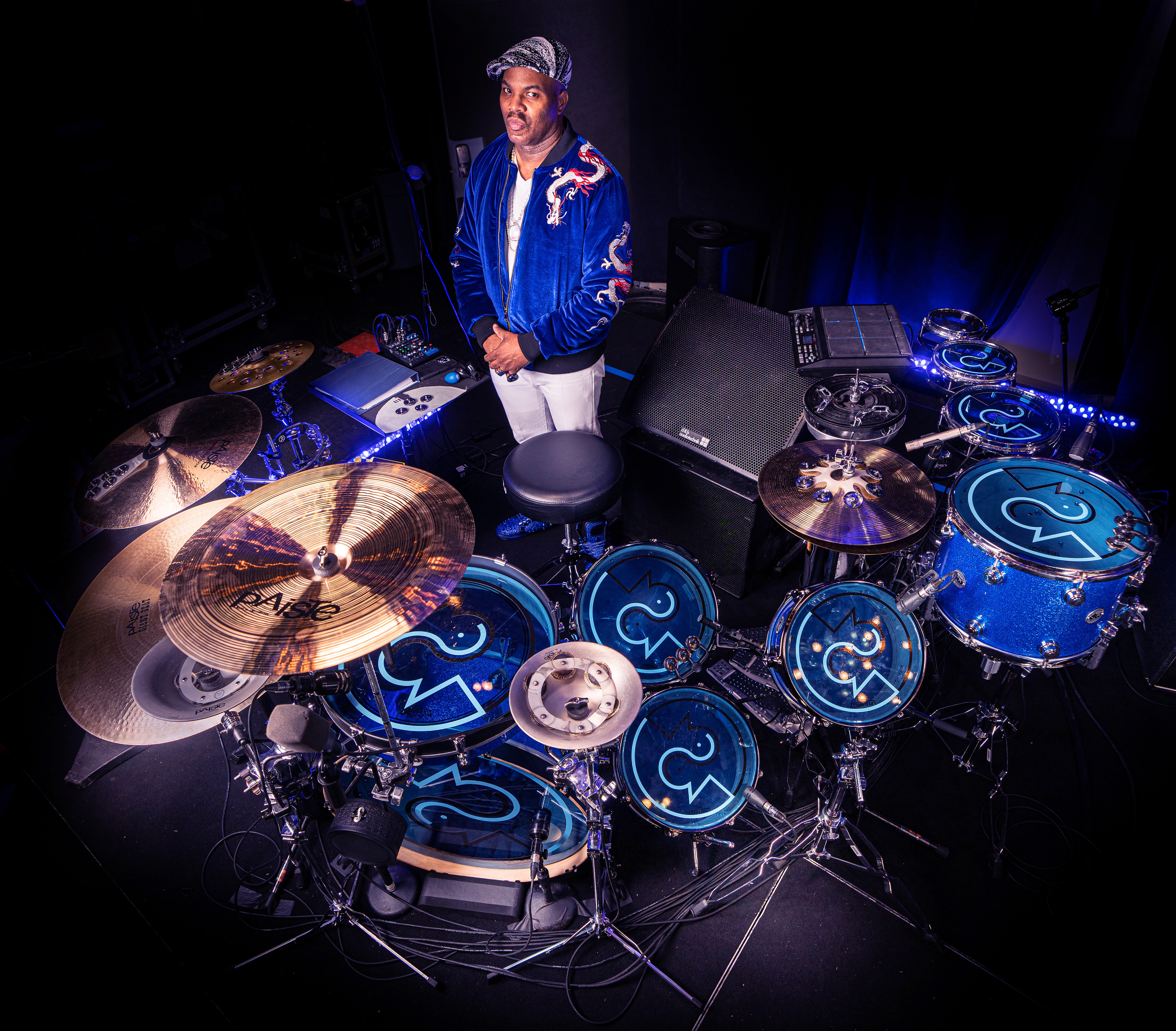 Daru Jones with drum kit